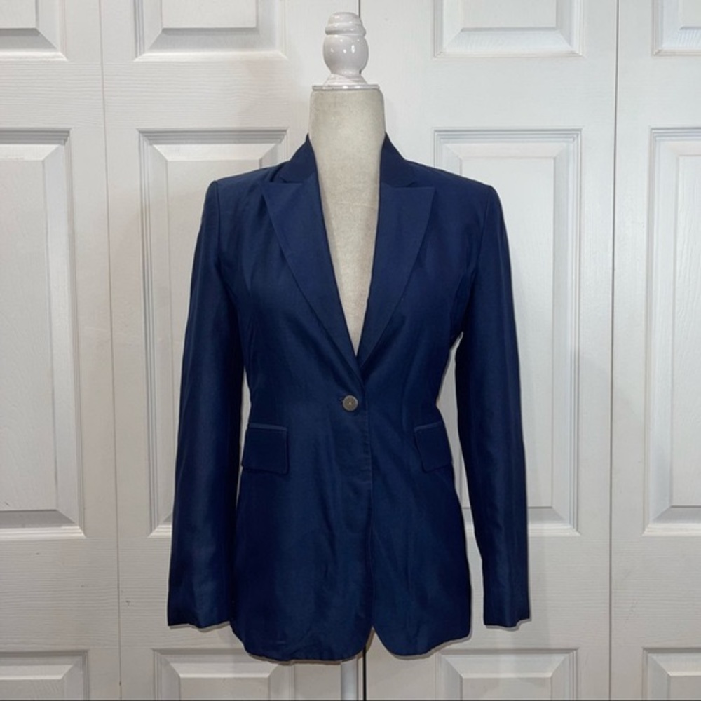 🍋 Tahari Navy Blue Single Button Blazer